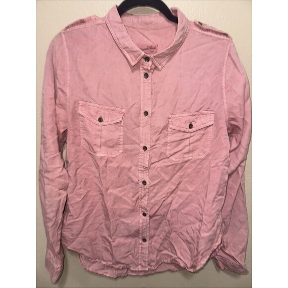 Universal Thread Women's Button Down Shirt Medium Pink Salmon Utility Casual - Picture 1 of 7